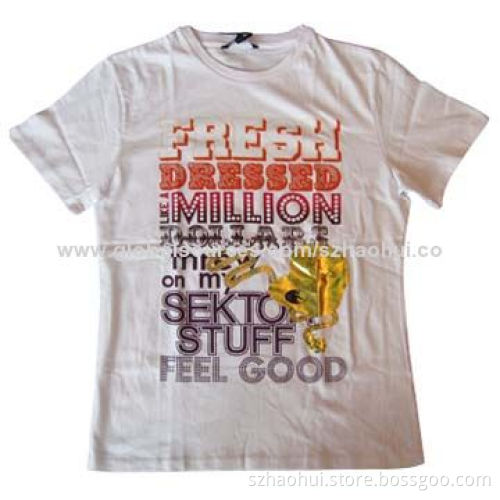 Unisex 100% Cotton Printed T-shirt for Economic Promotional Purpose, Customized Logos Available